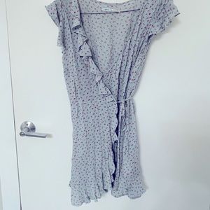 UO ruffle wrap dress ditsy floral